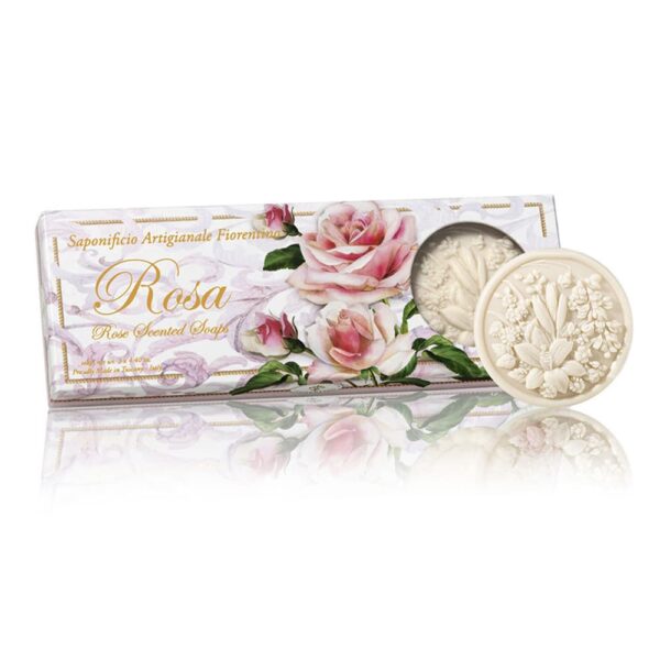 FIORENTINO ESTUCHE 3 JABONES Italiano Rosa Redondo 125 gr  (S. A. Fiorentino) (Mujer)