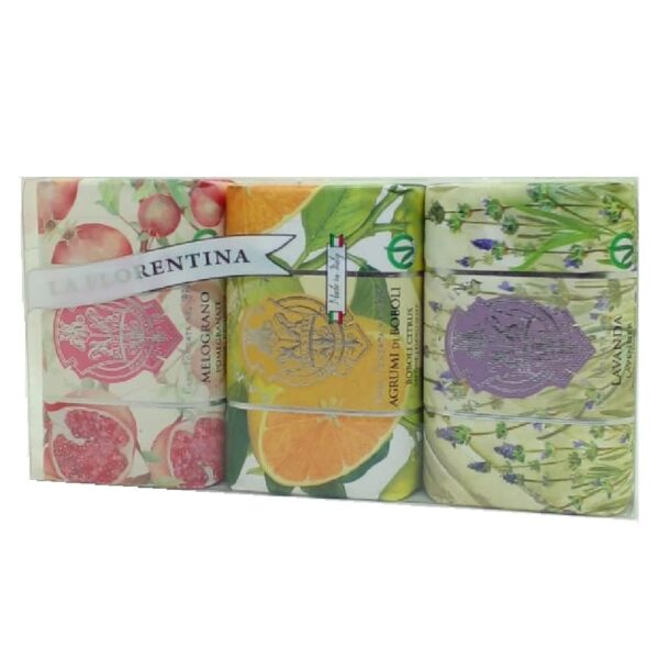 LA FLORENTINA ESTUCHE 3 JABONES Italianos Citrus+Lavanda+Pomegranate 200gr c/u (Mario Fissi) (Unisex)