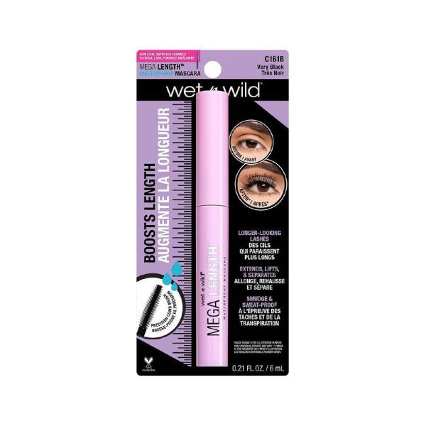 MEGA LENGTH WATERPROOF Máscara de Pestañas Very Black (Wet n Wild) (Mujer)
