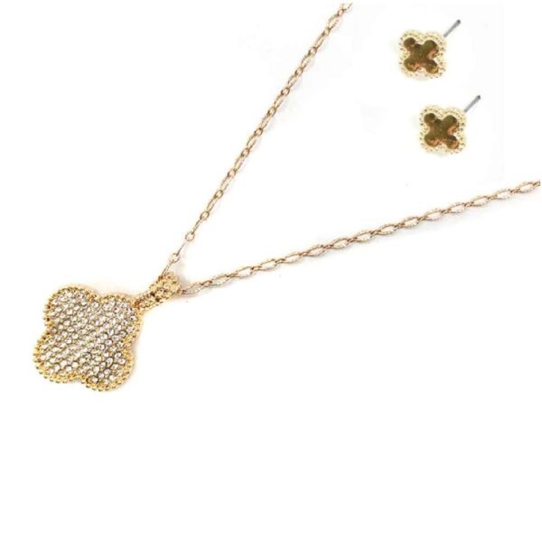 SET COLLAR CON ARETES Trebol de Piedras (Bisuteria) (Mujer)