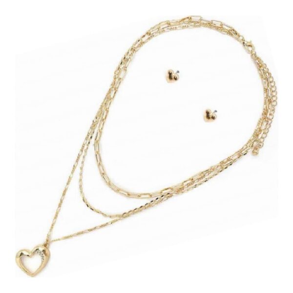 SET COLLAR EN CAPAS CON ARETES Corazón (Bisuteria) (Mujer) - Imagen 2