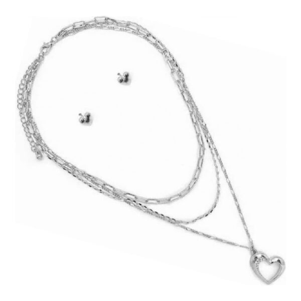 SET COLLAR EN CAPAS CON ARETES Corazón (Bisuteria) (Mujer) - Imagen 3