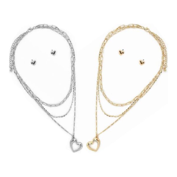 SET COLLAR EN CAPAS CON ARETES Corazón (Bisuteria) (Mujer)