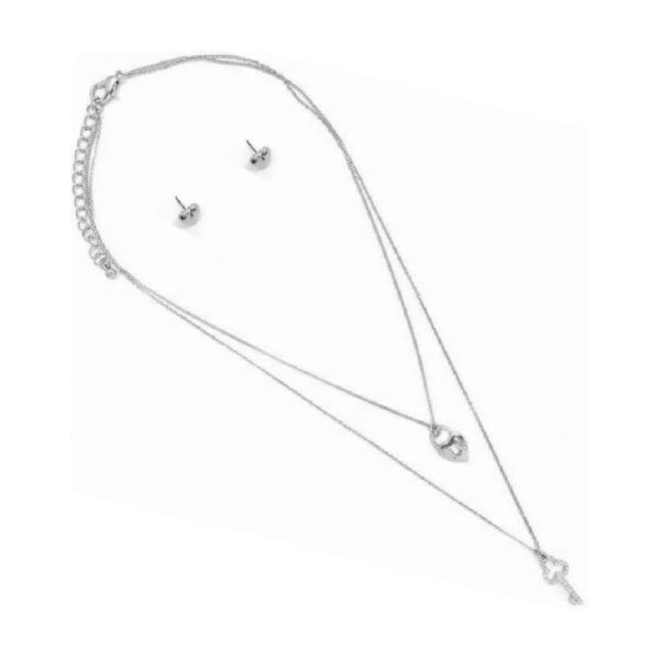 SET COLLAR EN CAPAS CON ARETES Lock & Key (Bisuteria) (Mujer) - Imagen 3