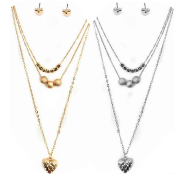 SET DE COLLAR EN CAPAS CON ARETES Corazón (Bisuteria) (Mujer)