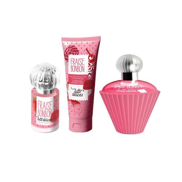 TUTTI FRAISE BONBON STRAWBERRY SWEET Estuche EDT 50ml+EDT 15ml+SOAP 100ml (Parfums Corania) (Mujer) - Imagen 2