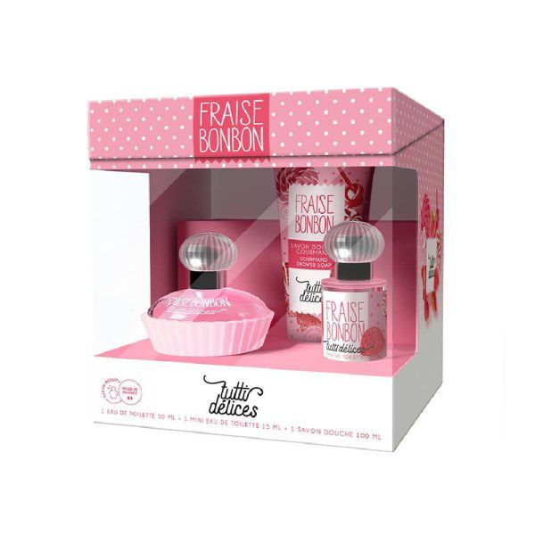TUTTI FRAISE BONBON STRAWBERRY SWEET Estuche EDT 50ml+EDT 15ml+SOAP 100ml (Parfums Corania) (Mujer)