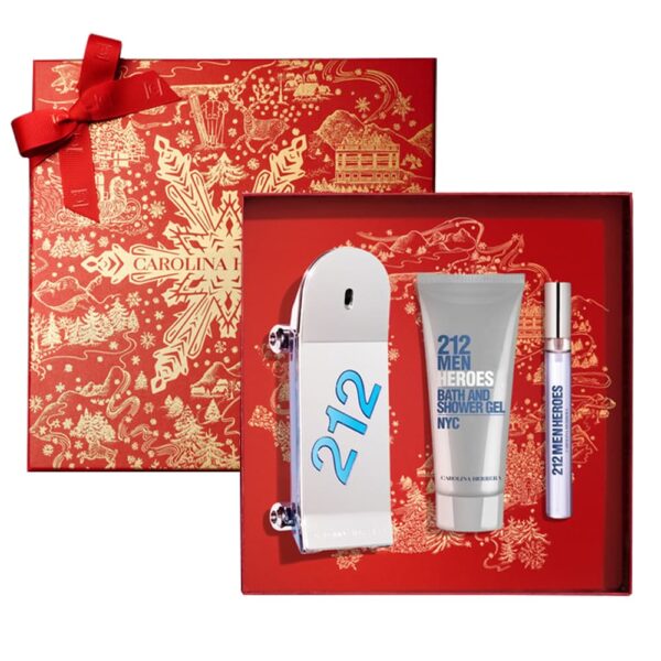 212 MEN HEROES ESTUCHE EDT 90ml+SHOWER GEL 100ml+EDT 10ml (Carolina Herrera) (Hombre) - Imagen 2