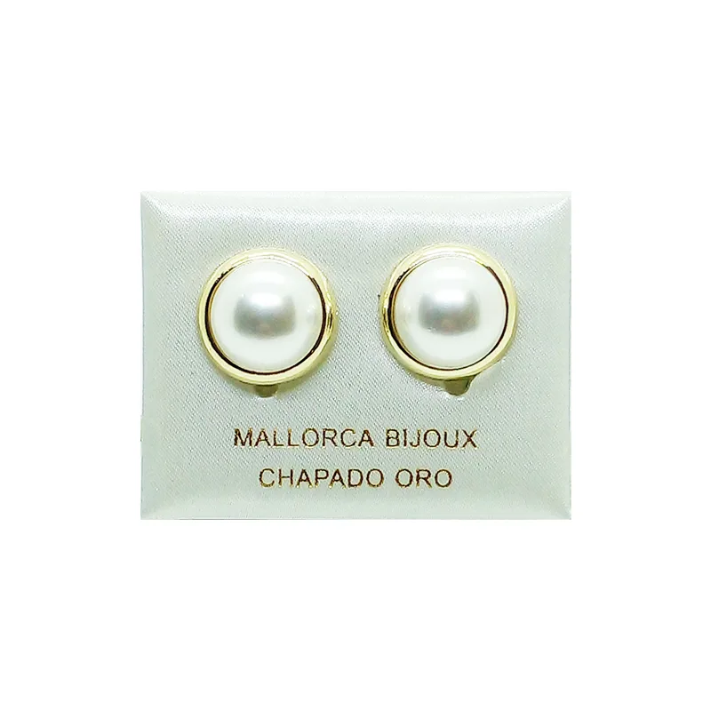 ARETES 1/2 PERLA 16mm Con Bisel (Bisutería) (Mujer)