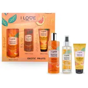 I LOVE EXOTIC FRUITS Estuche Body Wash 350ml+Body Mist 150ml+Hand Lotion 100ml (I LOVE) (Mujer)